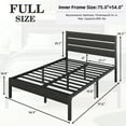 thumbnail image 7 of Lifezone Full Bed Frame with Rustic Vintage Wood Headboard and Footboard,Metal Support,Grey, 7 of 7