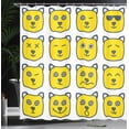 thumbnail image 3 of Emoji Shower Curtain, Cat Dog like Animal Smiley Face with Expressions Angry Happy Sad Fancy Moods Art, Fabric Bathroom Set with Hooks, 69W X 70L Inches, Yellow and Grey, by Ambesonne, 3 of 5