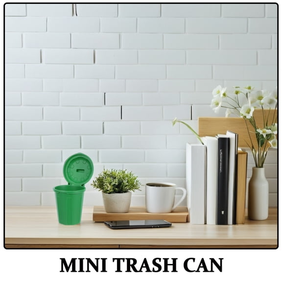 WRITWAA 10- Plastic Desktop Trash Bins with Lids, Compact Multifunctional Small Wastebasket Organizer