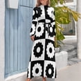 thumbnail image 3 of Vestido largo blanco y negro con estampado de flores vintage, elegante y chic, vestido de noche largo para mujer, 3 of 4