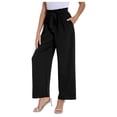 thumbnail image 1 of Women's Cargo Pants Simple Solid Color Partial Dandelion Print Pocket Drawstring Outdoor Women Pants Black S, 1 of 4