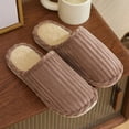 thumbnail image 3 of Rokment Womens Mens Fuzzy Slippers for Travel Guest Winter Warm Cozy House Shoes Indoor Bedroom Home Slip on for Hotel Spa Khaki Size 9, 3 of 5