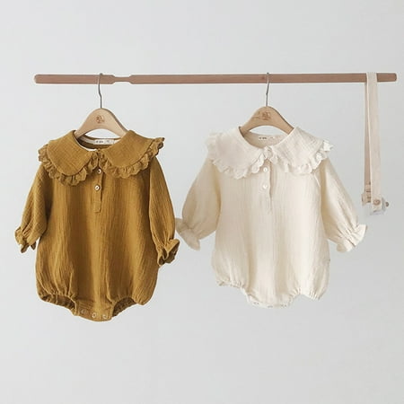 

Archer Infant Romper Long Sleeve Breathable Solid Newborn Infant Long Sleeve Romper for Going out