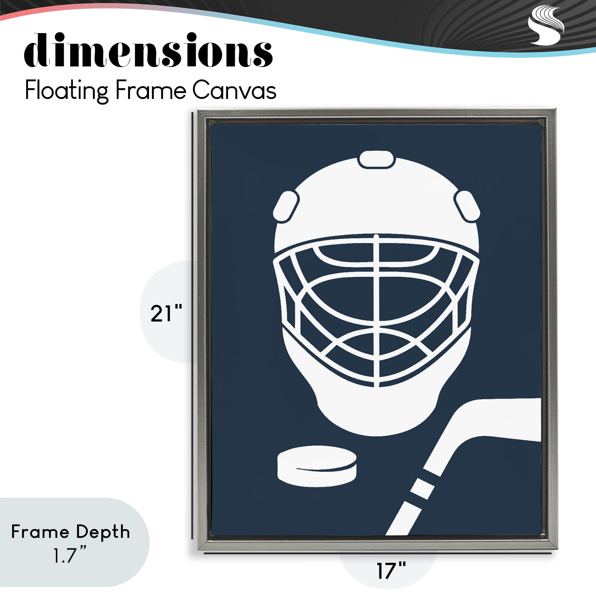 Stupell Industries Hockey Mask Blue & White Gray Framed Floater Canvas Wall Art, design by Melody Hogan