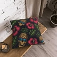 thumbnail image 3 of DouZhe Velvet Decorative Throw Pillow Covers Set of 2, Soft Square Cushion Cover with Invisible Zipper Hawaiian Pineapple Skull Printing, 16"x16", 3 of 7