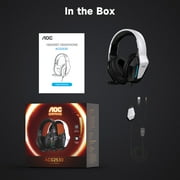 AOC Gaming Headset with Noise Cancelling Mic, Wired Gaming Headphone for PC, PS5, Xbox Series, Xbox Headset, Switch, MAC, High-Quality Sound, Led Light, Foldable, Portable, White