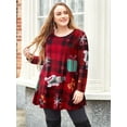 thumbnail image 1 of LARACE T-Shirt de Noël pour Femme Grande Taille à Rayures Boho à Manches Longues Tunique Col Rond Blouse en Tricot Flower46 4X, 1 of 5
