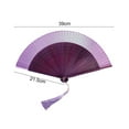 thumbnail image 2 of Ancient Fan Hollow Out with Tassels Vintage Bamboo Folding Fan Decor Ladies Hand Fan Daily Use-Purple, 2 of 7