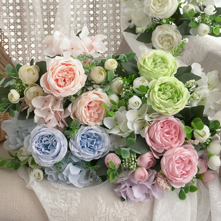 Yirtree Artificial Flowers, Fake Peony Silk Hydrangea Flower Bouquet Fall  Rose Flowers Centerpieces for Decoration, Fall Flowers Wedding Bouquets for