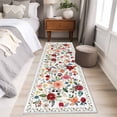 thumbnail image 4 of Watercolor Flowers 2'x6' Runner Rugs for Hallway Kitchen Bedside Non Slip Washable, Farmhouse Spring Floral Botanical Entryway Rug Runners with Rubber Backing, Long Carpet Runner for Laundry Room, 4 of 8