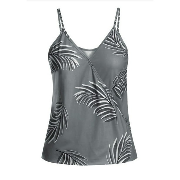 Blusas de moda para mujer Cuello en V Estampado floral Verano Sin mangas Casual Tanque Pompotops lopia995102