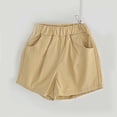thumbnail image 2 of hoksml Back to School Girls Elastic Waist Cotton Chino Shorts Casual Playwear Shorts with Pockets, 2 of 6