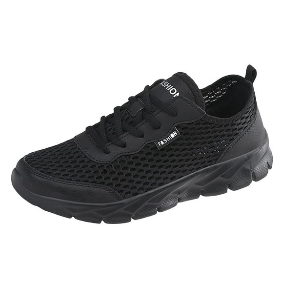 YOUSNH Men Summer Lightweight Breathable Mesh Shoes Running Shoes Mesh Shoes Lace up Large Size Casual Sneakers Mens Shoes Black 9.5