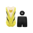 thumbnail image 2 of TTAO Gymnastic Leotard for Girls Rhinestones Sleeveless Ballet Unitard Skating Biketard with Shorts Hairband Set Yellow 12, 2 of 3