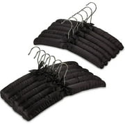 Florida Brands Satin Clothes Rod Padded Hangers for Women Clothing, 12-Pack Black
