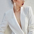 thumbnail image 3 of Besufy Elegant Faux Pearls Long Earrings Pearls String Linear Dangle Wedding Party, 3 of 3