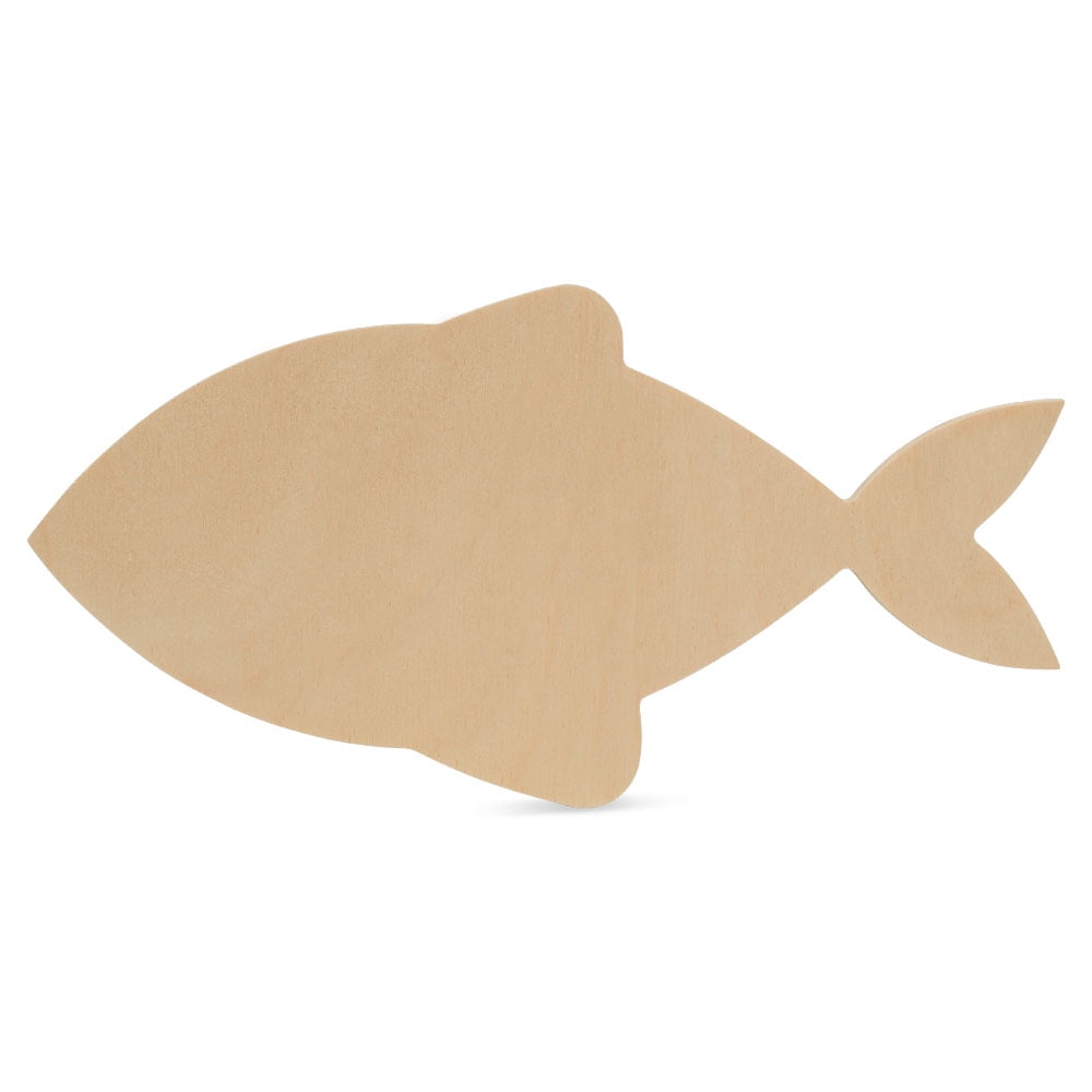 Unfinished Wooden Fish Cutout, 12", Pack of 10 Wooden Shapes for Crafts, Use for Summer, Beach ...