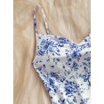 thumbnail image 3 of Blue Floral Print Draped Neck Cami Slip Dress For Women Summer Casual A-Line Mini Dress, 3 of 5