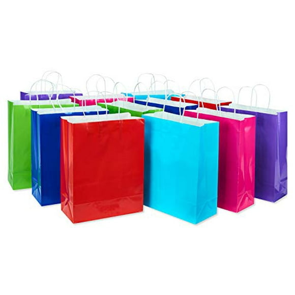 American Greetings - 10 sacs-cadeaux moyens de 10 po, unis arc-en-ciel (12 pièces)