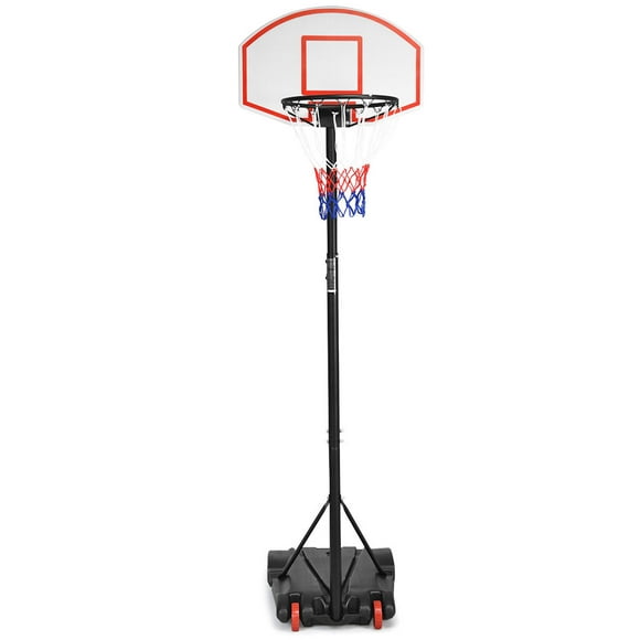 Gymax Basketball System Hoop Stand Backboard w/ Adjustable Height Wheels & 2 Nets