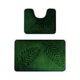 thumbnail image 2 of Leaf Pattern Bathroom Floor Mat Set | Non-Slip Water-Absorbent Polyester Rugs | Modern Design | Rubber Backing | Green Gray Navy Dark Gray | 2 Mats 40x50cm & 50x80cm | Quick Dry Door Entry Carpet, 2 of 8