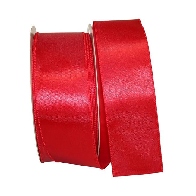 The Ribbon Roll T92575W06540K, Satin Value Wired Edge Ribbon, Red
