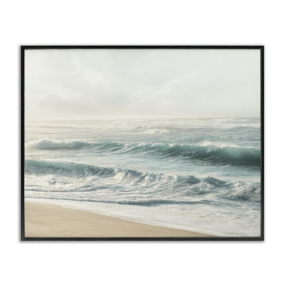 Stupell Industries Distant Beach View Landscape Photography Black Framed Art Print Wall Art, 14 x 11