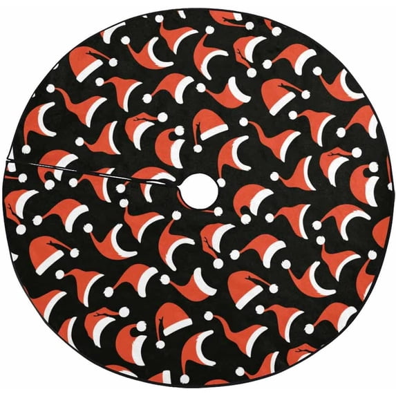 FMSHPON Various Santa Hats Xmas Christmas Tree Skirt Stand Mat for Holiday Party Decoration Indoor Outdoor 48 inches