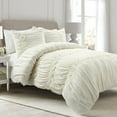 thumbnail image 2 of Lush Decor Darla Textured Ruching Comforter, King, Ivory, 3-Pc Set, 2 of 7