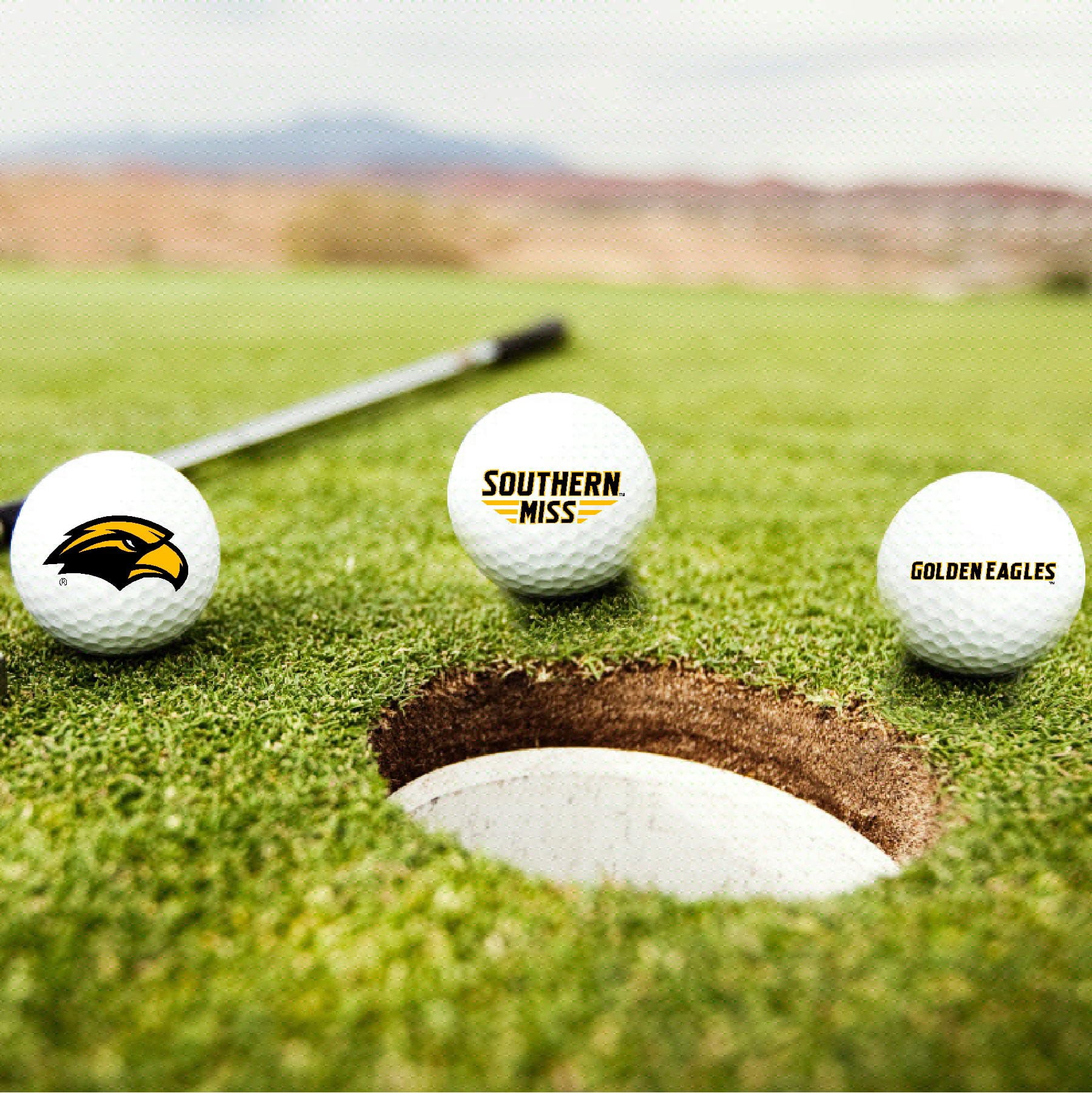 University of Southern Mississippi Golden Eagles Logo Edition Taylormade Distance+ Golf Balls 12-Pack (Dozen)