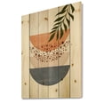 thumbnail image 2 of Designart 'Abstract Geometrical Moon and Sun With Leaf III' Modern Print on Natural Pine Wood, 2 of 5