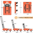 thumbnail image 5 of SOYO 500lbs Folding Hand Truck, Heavy Duty Dolly, Portable 6 Wheels Collapsible Luggage Cart with 2 Elastic Ropes for Moving, Travel, Shopping, House Office Use, Orange, 5 of 7
