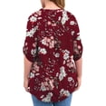 thumbnail image 3 of Tops de mujer Camisas de manga 3/4 con vuelta Blusas de cuello en V de talla grande Blusas tipo túnica, 3 of 4