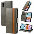 thumbnail image 1 of Case for iPhone X/XS Cover Leather Wallet Folio Case Book Design Flip Magnetic Closure - Grey, 1 of 5