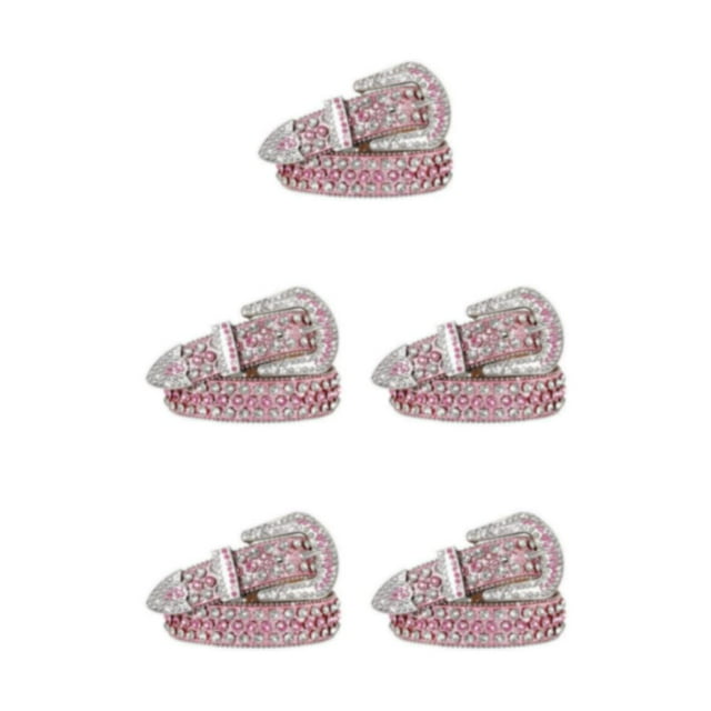 Decodeary Large Application Strass Ceinture Western Ceinture pour les Parties Bars et Concerts Modifier la Taille Rose 135cm 5Set