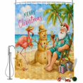 thumbnail image 2 of Christmas Coastal Snowman Shower Curtains for Bathroom, Winter Santa Claus Flamingo Waterproof Fabric Shower Curtain, Decorative Bathroom Curtain for Bathtub, 72"x84", No Hooks Included, 2 of 9