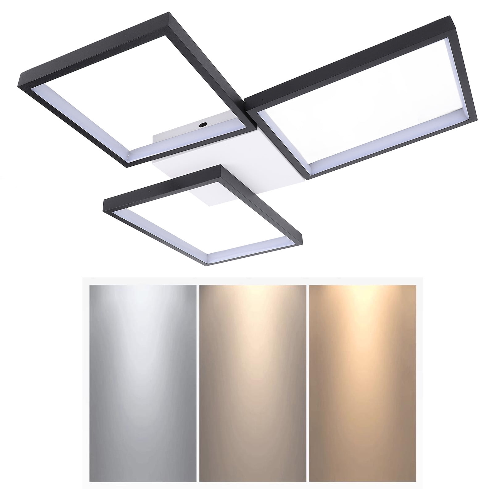 M Buder Modern LED Ceiling Light Fixture Dimmable 3 Heads Squares Flush Mount Ceiling Lamp with Remote Control for Bedroom Kitchen Dining Room Office Living Room Hallway Decor