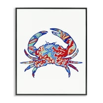 Stupell Industries Coral Patterned Crab Animals & Insects Painting Black Framed Art Print Wall Art, 24 x 30