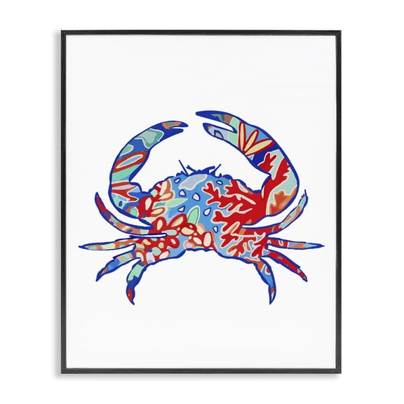 Stupell Industries Bohemian Coral Patterned Crab Black Framed Giclee Art, 11 x 14, by Lisa Nohren