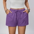 thumbnail image 4 of Only Moment Women's Drawstring Sweat Shorts Blended Fabric Summer Casual Elastic High Waisted Wide Leg Cute Dressy 2026 Vacation Beach Clothes Gym Shorts Women Purple,S, 4 of 6