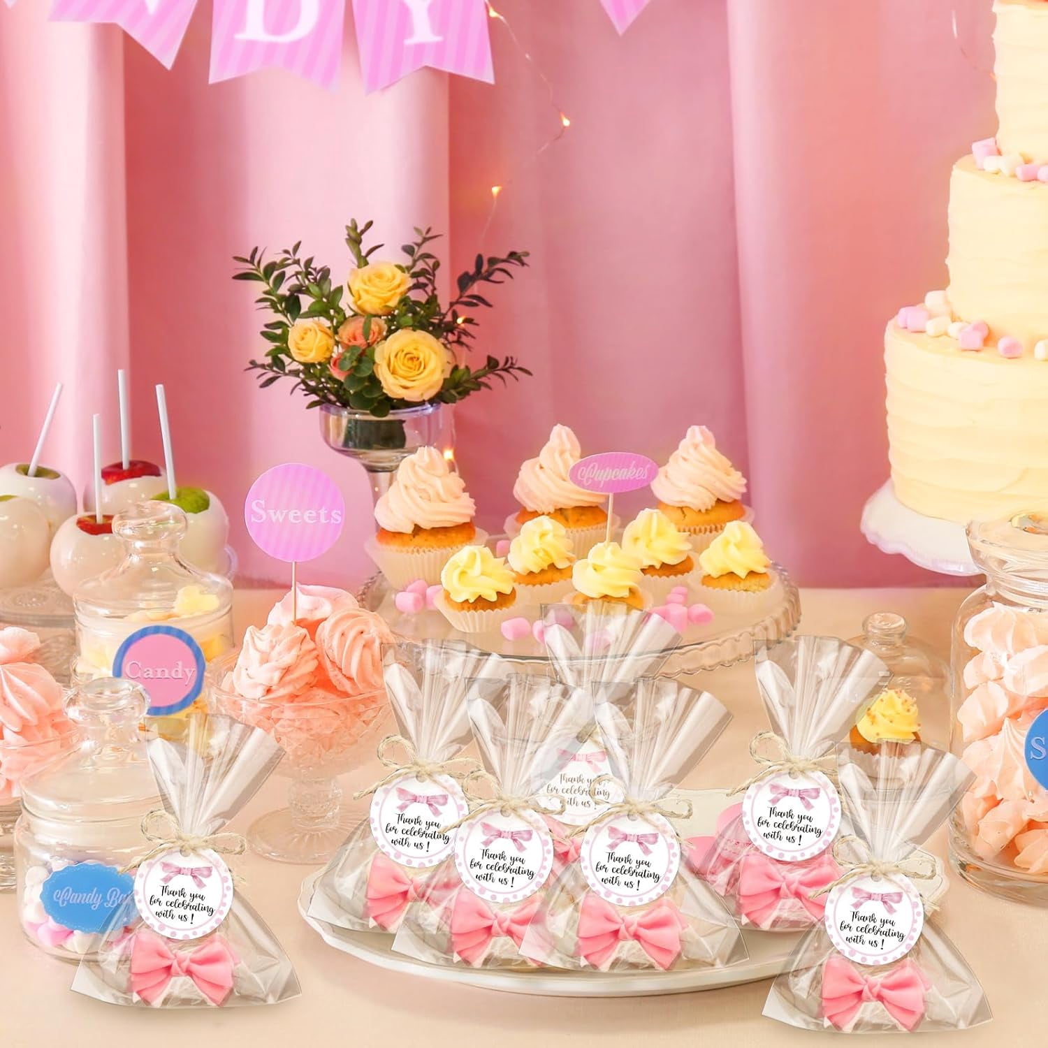 40 Sets Pink Bow Baby Shower Soap Favors Girl for Guests Coquette Cute Soap Favors Baby Shower Return Gifts Bulk with Bags Twines Thanks Tags for Girl Birthday Gender Reveal