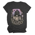 thumbnail image 4 of enyan Crew Neck Shirt Funny Family Party Celebration Short Sleeve Tee Pumpkin Graphic Cute Ghost Tops Womens Cute Halloween Shirts Grey,XXL, 4 of 5