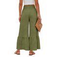 thumbnail image 5 of Women Casual Palazzo Loose Pants,Flowy Ruffle Wide Leg Baggy Pant Summer Army Green L, 5 of 5