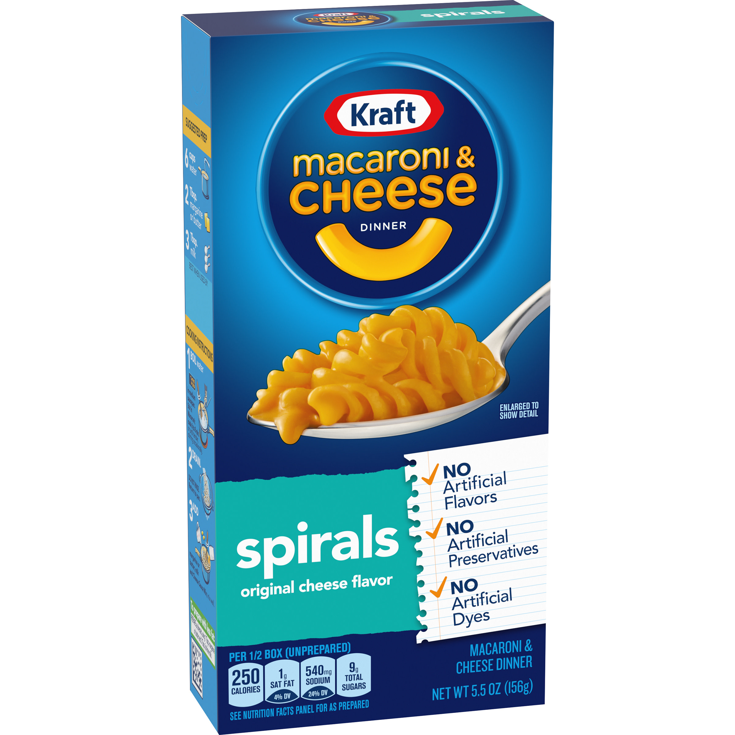 Kraft Spirals Original Macaroni Cheese Dinner 5 5 Oz Box Walmart Com Walmart Com