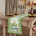 thumbnail image 2 of Easter Bunny Table Runner, Spring Trucks Easter Eggs Floral Green Plaid Washable Cotton Linen Table Runners 60 Inches Long, Dresser Scarf Runner for Coffee/TV Stands/Kitchen/Cabinets 13''x60'', 2 of 9