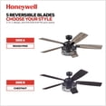 thumbnail image 3 of Open Box Honeywell Carnegie Ceiling Fan, Quiet Motor & Remote Control, 52", Blk, 3 of 12