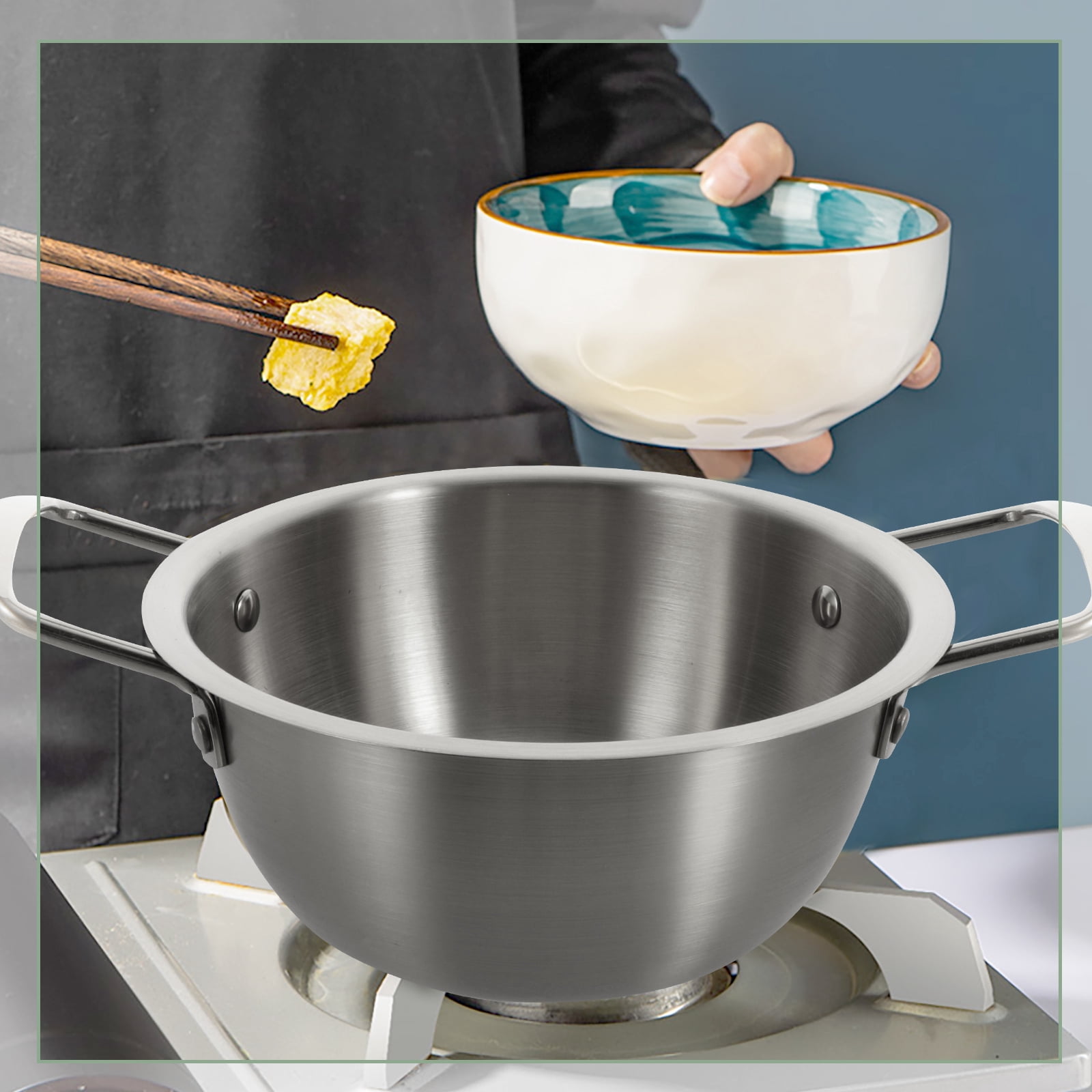 Stainless Steel Instant Noodle Pot with Lid, Korean Ramen Pan Cookware, Nonstick Soup Pot for Kitchen