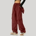 thumbnail image 2 of XIAONU Women's Cargo Wide-Leg Pants Relaxed-Fit Streetwear Trousers Lightweight Daily Casual Bottoms, 2 of 4