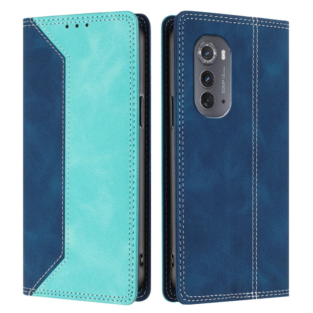 Phone Case for Motorola Edge 2022 FOXDOCK Premium Leather,Creative Dual-Color Cover with Card Slot,Shockproof
