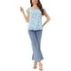 thumbnail image 2 of BLUSA FLORAL PARA MUJER INSPIRADA EN SAN VALENTÍN, CASUAL DE VERANO, CUELLO CUADRADO, MANGA CORTA DE CHIFÓN, CON VOLANTES, TALLA XS, AZUL CIELO, 2 of 6